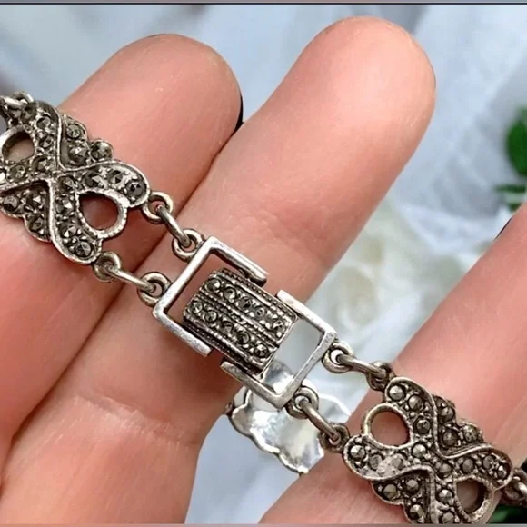 🌺Vintage Sterling Marcasite Bracelet - Picture 8 of 10